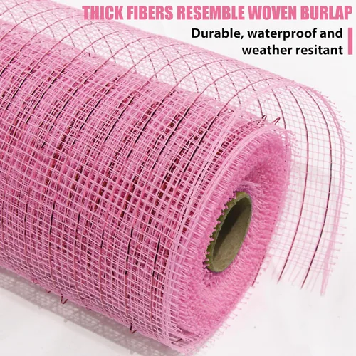 Vista 3 de Deco Mesh de 10 pulgadas x 30 pies, tela de malla metálica rosa, cinta de malla decorativa de Navidad, cinta de malla para decoración de Navidad