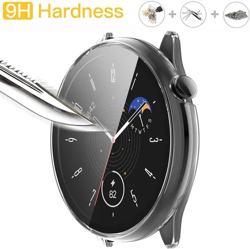 Vista 3 de [Paquete de 2] Funda con protector de pantalla de vidrio templado compatible con Amazfit GTR Mini, dureza 9H, 360°, ultrafina, funda protectora