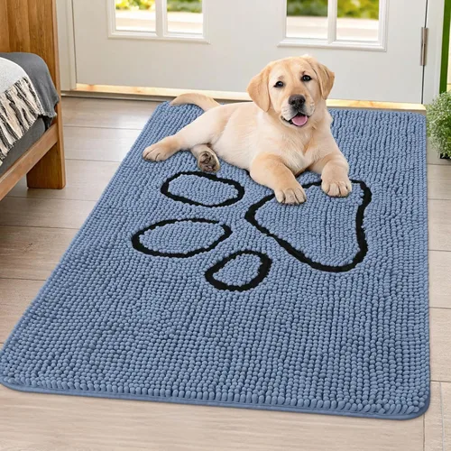 Vista 134 de Smiry Tapete para puerta de perro para patas fangosas, absorbente que atrapa la suciedad, antideslizante, de secado rápido, lavable, tapete