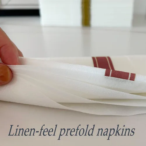 Vista 2 de Paquete de 100 servilletas desechables de papel, servilletas preplegadas con bolsillos, servilletas de fiesta de tacto de lino, servilletas de papel