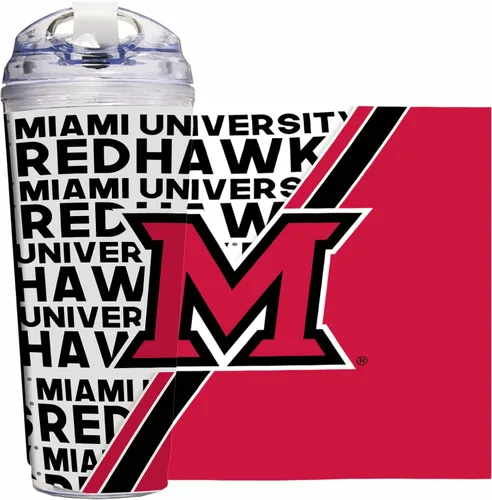 Vista 51 de Rico Industries NCAA - Vaso de acrílico estándar de 24 onzas con tapa con bisagras, vaso de doble pared con licencia oficial y popote