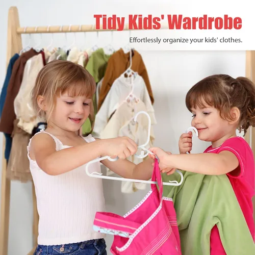 Vista 16 de Perchas Infantiles para Niños - 60 Perchas de Plástico para Bebés para Ropa de Niños Pequeños en el Armario - Percha para Niños, Percha