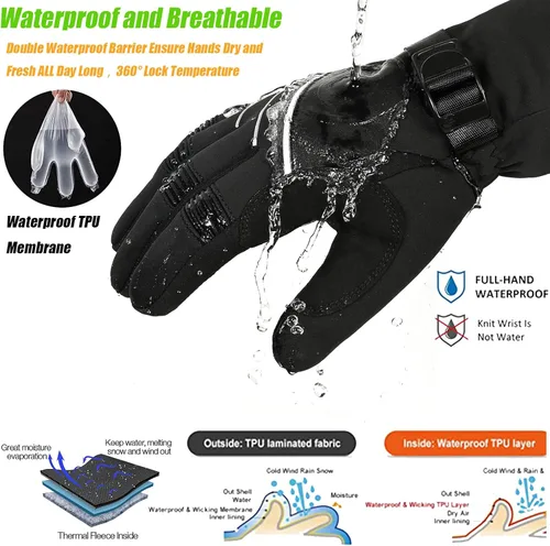 Vista 3 de MOREOK - Guantes de invierno impermeables y resistentes al viento -30°F para hombres/mujeres, guantes térmicos con Thinsulate 3M para pantalla