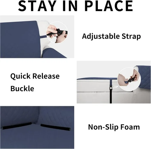 Vista 890 de Easy-Going - Funda reversible para sofá reclinable, resistente al agua, protector de muebles con correas elásticas, para mascotas y niños