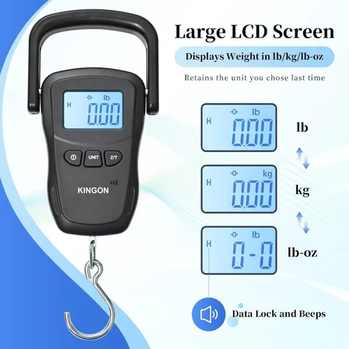 Vista 6 de Báscula de equipaje recargable, báscula digital portátil para viajes, báscula de peso de maleta con correa y mango cómodo, capacidad de 110 libras