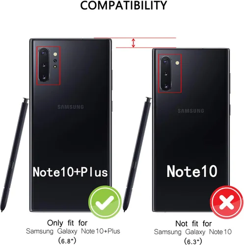 Vista 2 de Funda tipo cartera para Samsung Galaxy Note 10+ Plus, con soporte magnético, de piel sintética, con ranuras para tarjetas de crédito y tarjetas