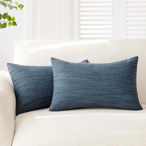 Vista 10 de Foindtower Juego de 2 fundas de almohada decorativas de lino de arpillera con textura, fundas de cojín bohemias de estilo rústico, funda de almohada