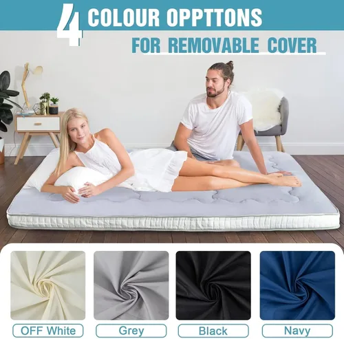 Vista 4 de KIAYACI Colchón de suelo japonés tatami, colchoneta acolchada para cama de dormitorio universitario, colchón enrollable, colchón para dormitorio