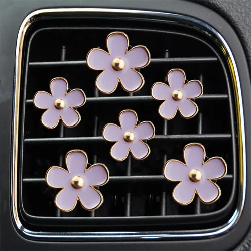 Vista 7 de Clips de ventilación de aire – 6 piezas de decoración de coche de margaritas para ventilación de aire y acondicionamiento, accesorios