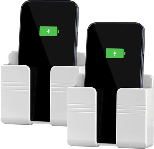 Vista 10 de CEI&BPY 2 piezas de soporte para teléfono montado en pared, soporte para teléfono con autoadhesivo. Soporte para teléfono para carga de RV. Negro