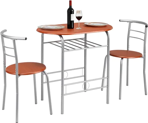 Vista 7 de VINGLI Juego de comedor de 3 piezas, juego de mesa de cocina pequeña para 2, juego de mesa de desayuno, mesa de madera de cocina y 2 sillas
