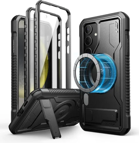 Vista 8 de Dexnor Funda magnética para Samsung Galaxy S24 Plus con soporte, 2 marcos frontales y protector de pantalla integrado, compatible con Magsafe, a