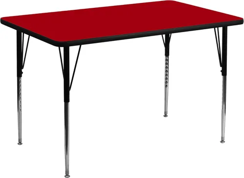 Vista 4 de Flash Furniture Wren - Mesa de actividades laminada térmica rectangular gris de 30 pulgadas de ancho x 48 pulgadas de largo, patas ajustables