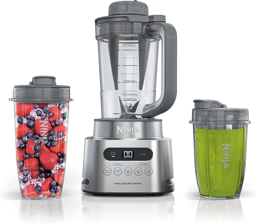 Ninja SS151 TWISTi Blender DUO, batidora de alta velocidad de 1600 W, preparador de batidos y extractor de nutrientes* de 5 funciones para batidos,