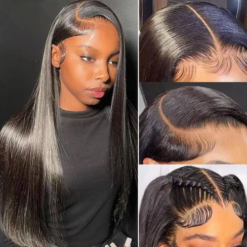 Vista 38 de SENSAIRUITE Pelucas de cabello humano con encaje frontal, prearrancadas, sin pegamento, encaje ancho, densidad 180, pelucas de cabello humano de 13