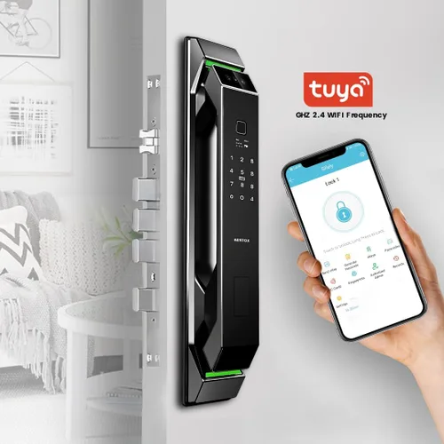 Vista 6 de Cerradura de puerta inteligente de reconocimiento facial 3D con cámara HD, timbre de video e intercomunicador, entrada sin llave 7 en 1 Huella