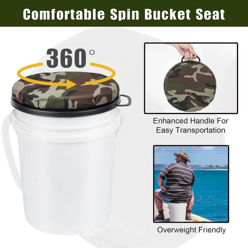 Vista 4 de Foxtune Asiento de Cubo Giratorio de 360 Grados, Tapa de Cubo de 5 Galones, Cojín de Asiento de Cubo Giratorio, Silencioso, Cómodo, Resistente al