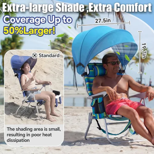 Vista 3 de [Usado] DaisyInner Silla de playa, sombrilla plegable extra grande, con abrazadera ajustable para playa, camping, pesca, sala de estar al aire libre