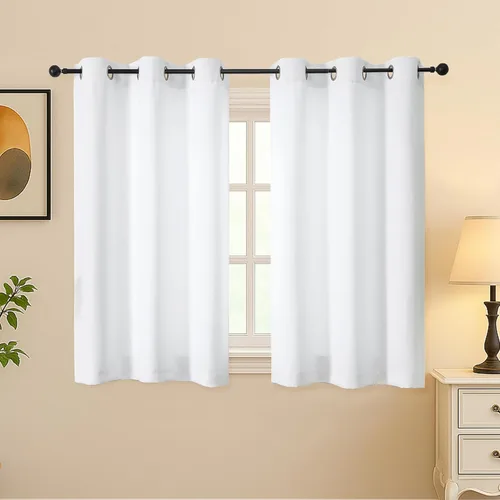 Vista 150 de Simplebrand Juego de 2 paneles de cenefa aguamarina para ventana de cocina de 14 pulgadas de largo, cortinas de oscurecimiento de habitación