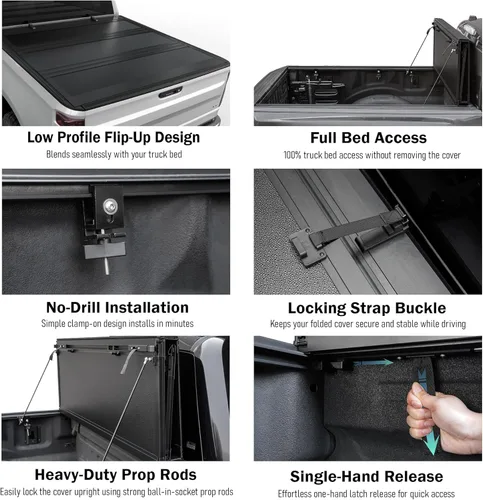 Vista 5 de Toptiny - Cubierta de cama de camioneta plegable de perfil bajo, se adapta a Ford F-150 2004-2014 de 5'5" de largo (66")
