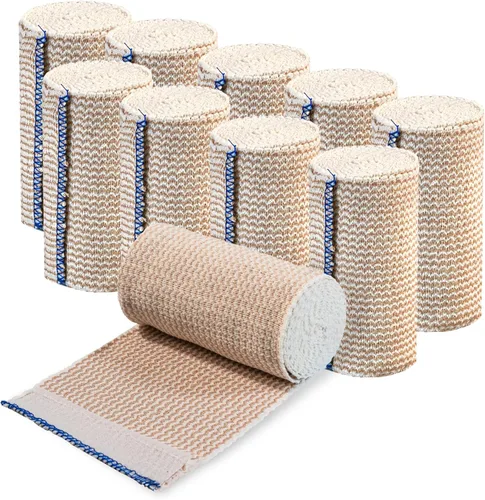 Vista 10 de Vakly Vendaje elástico de 2 pulgadas x 5 yardas (paquete de 10) – Rollos de vendaje de compresión autoadhesivos para apoyo atlético, envoltura