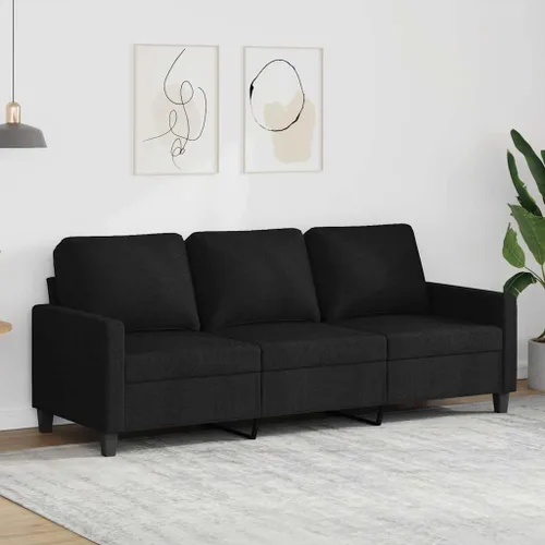 Vista 2 de vidaXL Sofá contemporáneo de 3 plazas en negro - Cómoda tapicería de tela con marco de metal resistente