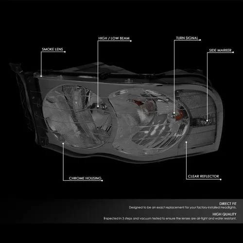 Vista 2 de Conjunto de faros delanteros DNA Motoring HL-OH-F1509-CH-AM