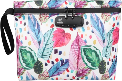 Vista 9 de FIREDOG Bolsas impresas a prueba de olores con cerradura de combinación, forro de carbono, a prueba de olores, contenedor para almacenamiento