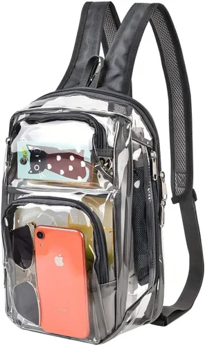 Vista 9 de Mochila transparente para eventos en estadios, aprobada para Negro