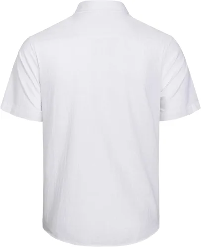 Vista 4 de J.VER Camisas de manga corta de lino y algodón para hombre, estilo casual, ligeras, con botones, para vacaciones, playa, verano, con bolsillo