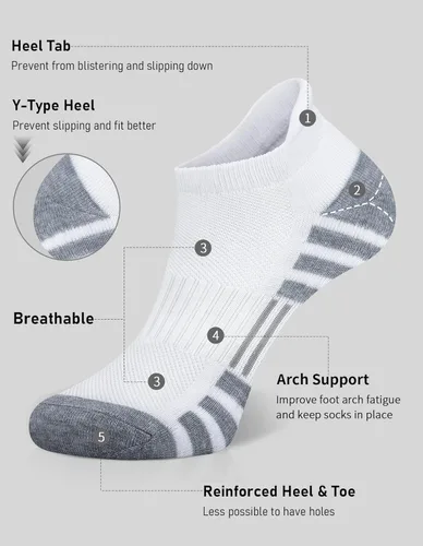 Vista 3 de Airacker Ankle Athletic Running Socks Cushioned Breathable Low Cut Sports Tab Socks for Men and Women (6 Pairs)