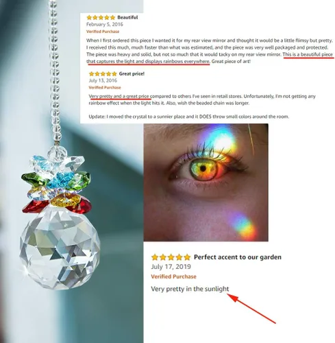 Vista 3 de Sucatcher de cristal con lámpara de araña, bola de prisma de cristal, fabricante de arco iris, atrapasoles para ventana, decoración del hogar