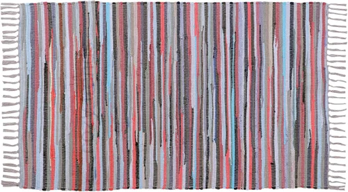 Vista 22 de Alfombra de trapo de algodón hecha a mano de 24 x 36 pulgadas, alfombra multicolor de 2 x 3 pies, tejida a mano, lavable y reversible para sala