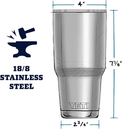 Vista 2 de YETI Rambler - Vaso aislado al vacío de acero inoxidable de 30 onzas con tapa MagSlider