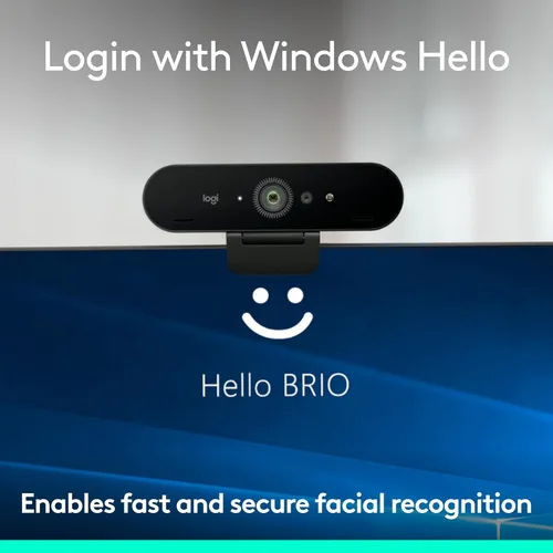 Vista 7 de Logitech Brio - Cámara web 4K, para videollamadas, micrófono con cancelación de ruido, corrección de luz HD automática, amplio campo de visión