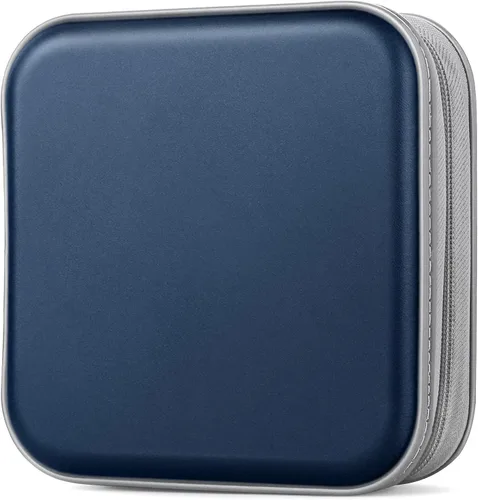 Vista 10 de Estuche para CD, estuche de plástico duro para DVD de capacidad para 40 unidades, portátil, con cremallera, soporte para CD/DVD, carpeta de disco