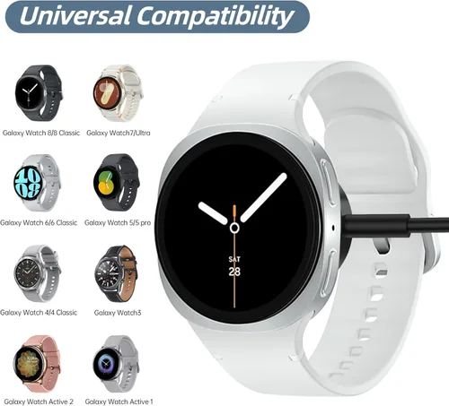 Vista 2 de Watch Charger Compatible for Samsung Galaxy Watch 8/8 Classic/7/Ultra/6/6 Classic/5/5 Pro/4/4 Classic/3/Active2/Active 1,USB-C 3.3FT Magnetic