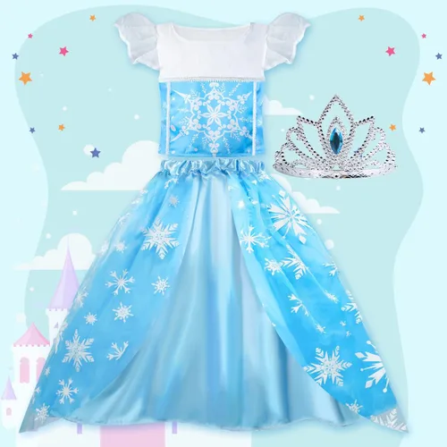 Vista 3 de Meland Disfraz de princesa para niñas pequeñas, disfraz de princesa, regalo para niñas de 3 a 8 años, juego de simulación