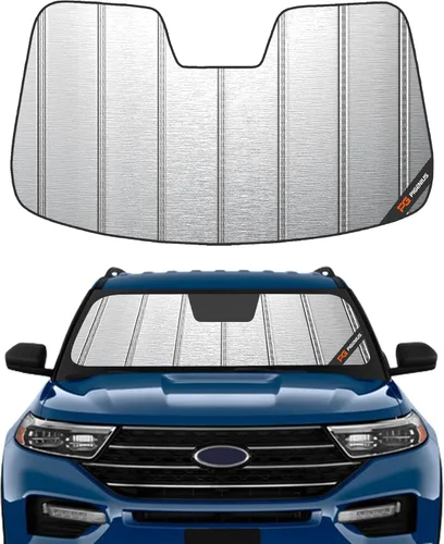 Vista 9 de Parasol para parabrisas para Ford Explorer 2016-2019, acabado de cuero gris premium
