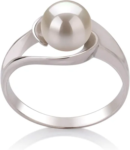 Anillo de perlas cultivadas de plata de ley 925 con calidad AAA de 0.236-0.276in, color blanco claro para mujer, Plata de ley 925
