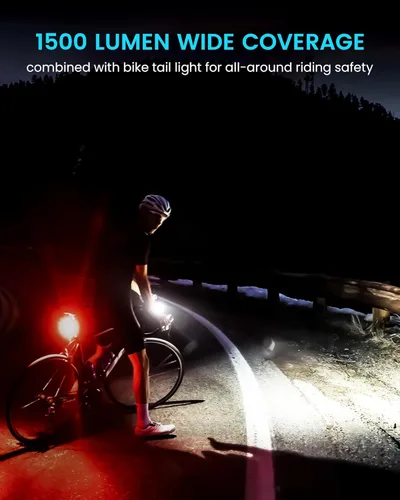 Vista 2 de RAVEMEN Juego de luces de bicicleta para conducción nocturna, 5+6 modos de luz delantera y trasera, juego de faros delanteros y traseros