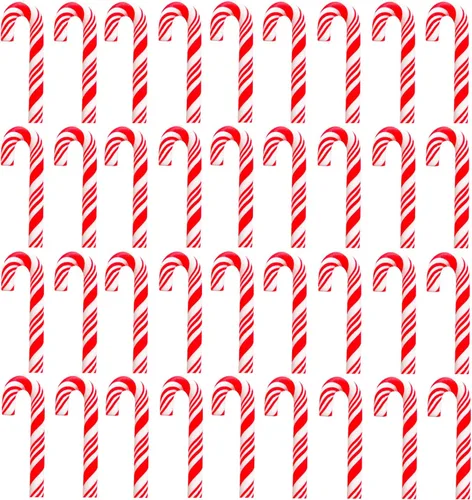 Vista 7 de Bastones de caramelo de arcilla rojos y blancos, bastones de caramelo de Navidad, bastón de caramelo sintético, palo de Navidad, mini polímero