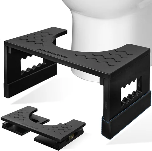 Vista 12 de KingPavonini Taburete de inodoro de bambú en cuclillas, alturas ajustables de 7 pulgadas y 9 pulgadas, taburete plegable para caca para adultos