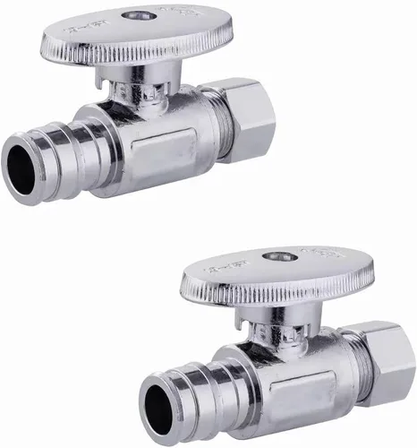 Vista 10 de EFIELD Pex-a Válvula de tope de ángulo de giro de 1/4 de 3/8 pulgadas de diámetro exterior de compresión x expansión de 1/2 pulgada (F1960) latón