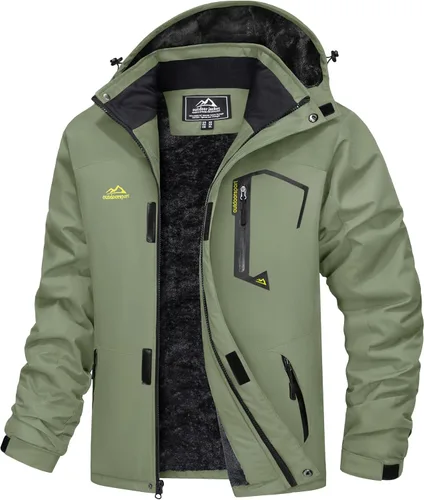 Vista 11 de MAGCOMSEN - Abrigos de invierno para hombre, chaqueta impermeable para esquí y nieve, chaqueta abrigada de forro polar, parka con capucha
