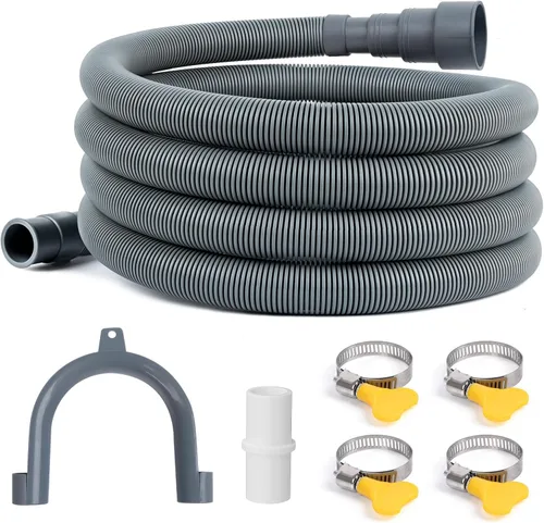 Vista 10 de Extensión universal de manguera de drenaje para lavadora de 6 pies, kit de extensión de manguera de descarga flexible gris para lavavajillas