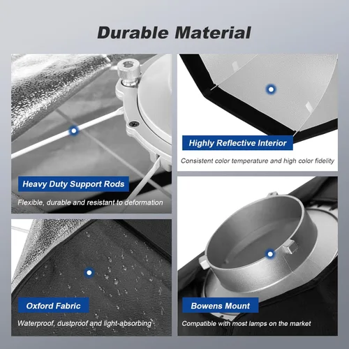 Vista 5 de Godox SB-UE 32"/80cm Paraguas Octágono Softbox Reflector con rejilla de panal para flash Speedlight (montaje Bowens)