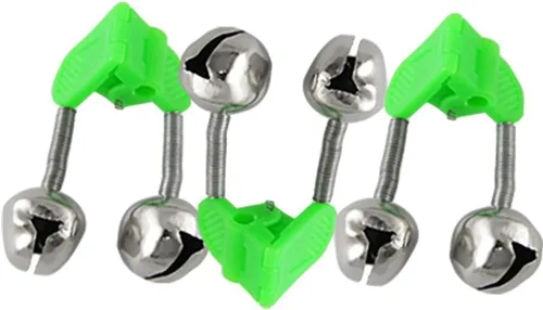 Vista 2 de Honbay 20 piezas, Alarma para pesca, campanillas de alerta duales color verde y plata