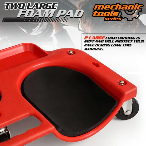 Vista 5 de M-AUTO Rodilleras Deslizantes Duraderas con Ruedas Giratorias de 360 Grados Completos y Bandeja de Herramientas, Almohadillas de Rodillas de Garaje