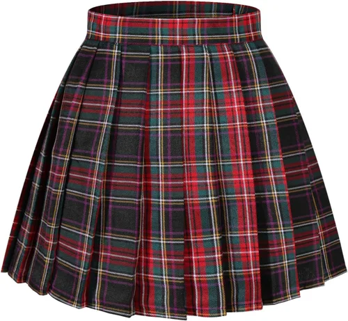 Vista 54 de Faldas plisadas a cuadros de cintura alta para mujeres y niñas, talla grande, uniforme escolar, mini disfraces de cosplay